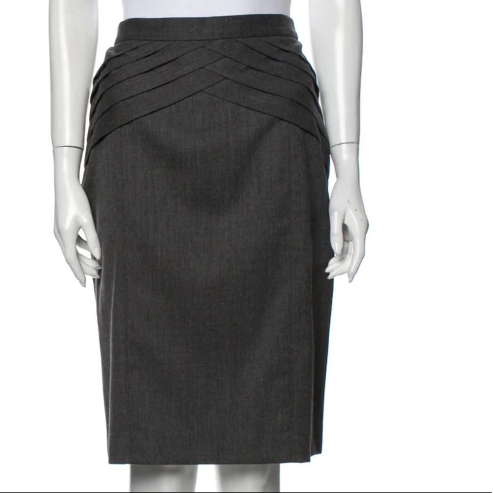 Viktor & Rolf Virgin Wool pleated waist pencil Skirt knee length Made in Italy